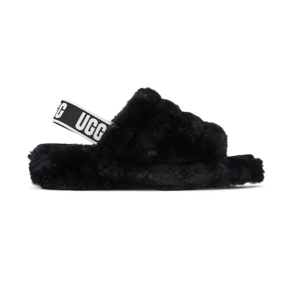 UGG Black Fluffy Slides